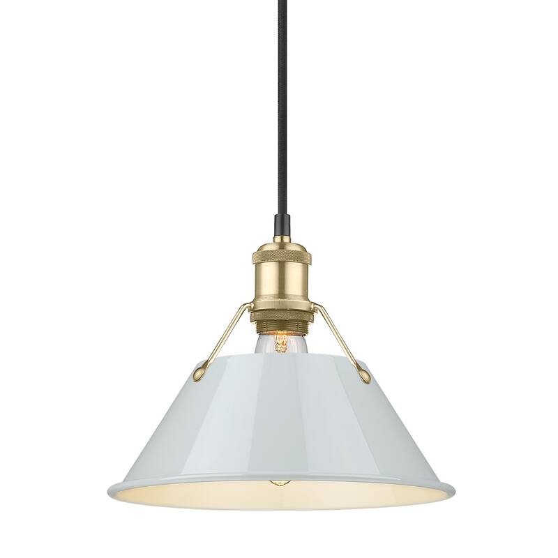 Yep by Golden Lighting Orwell 1-light 10in Pendant in Brushed Champagne Brass and Dusky Blue shade - Gold