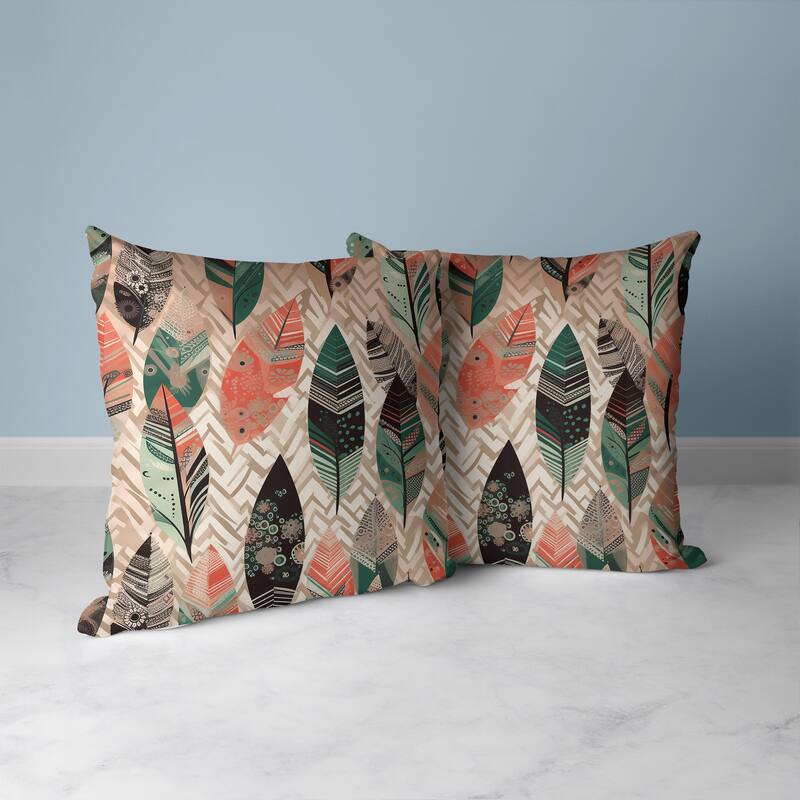 Leafy Mirage Faux Suede Reversible Throw Pillow Pink and Green