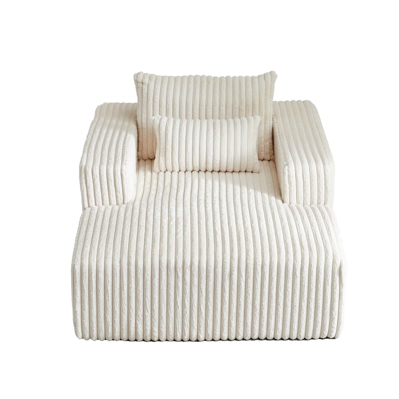 62.5" Corduroy Sponge Sofa Lounge Chair,No Assembly Required,Fluffy Modern Sleeper Chair for Indoor Living Room Bedroom
