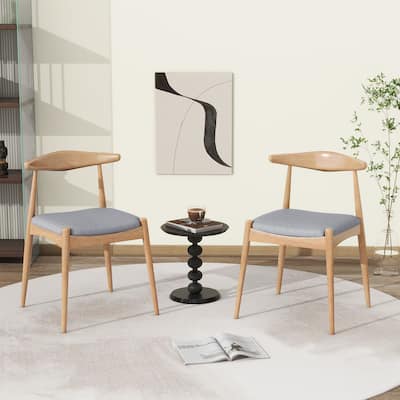 Modern Set of 2 Dining Chairs with Backrest Upholstered Seat, Rubberwood Legs, for Dining Room Living Room and Bedroom