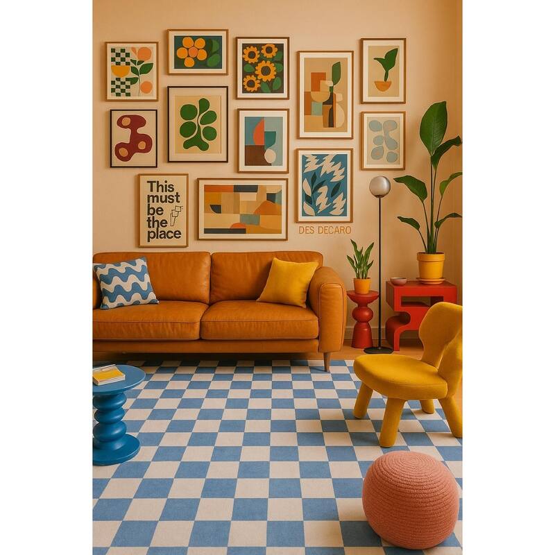 Rug Branch Kids Metro Checkered Harbor Blue Indoor Soft Area Rug