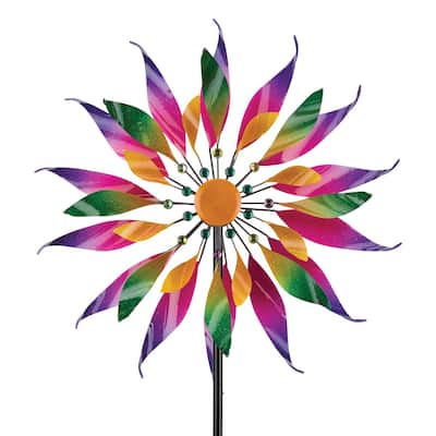 32 Triple Wind Spinner - Twisted Flower - 32"x13"x85"