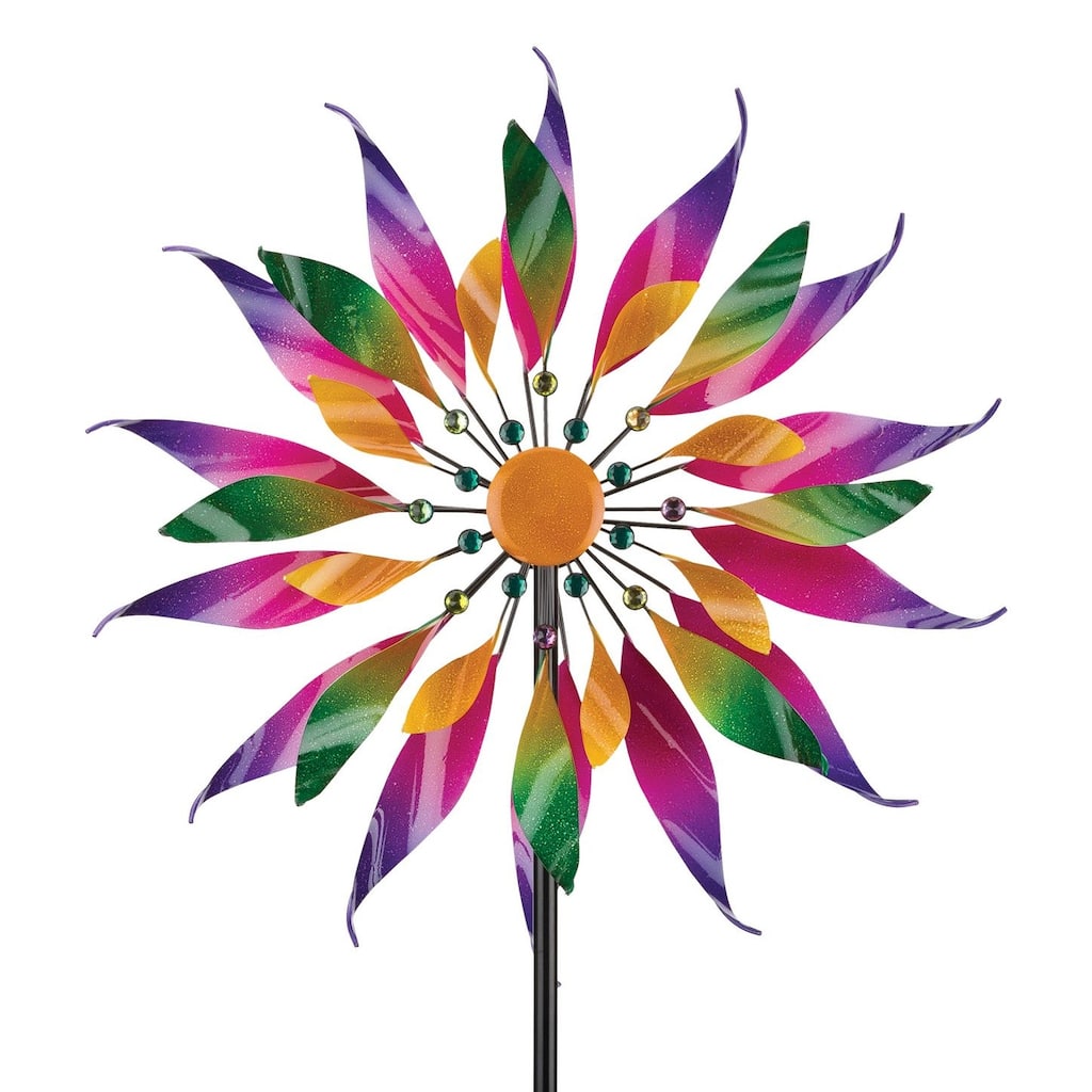 32 Triple Wind Spinner - Twisted Flower - 32"x13"x85"