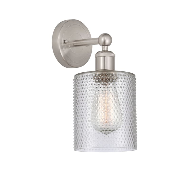 Innovations Lighting 616-1W-12-5 Cobbleskill Sconce Cobbleskill 12" - Brushed Satin Nickel / Clear