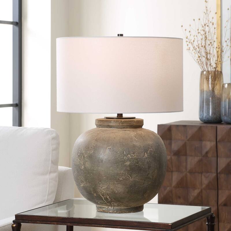 Uttermost Rock Of Ages Rust Brown Table Lamp - 19"W x 19"D x 26.5"H