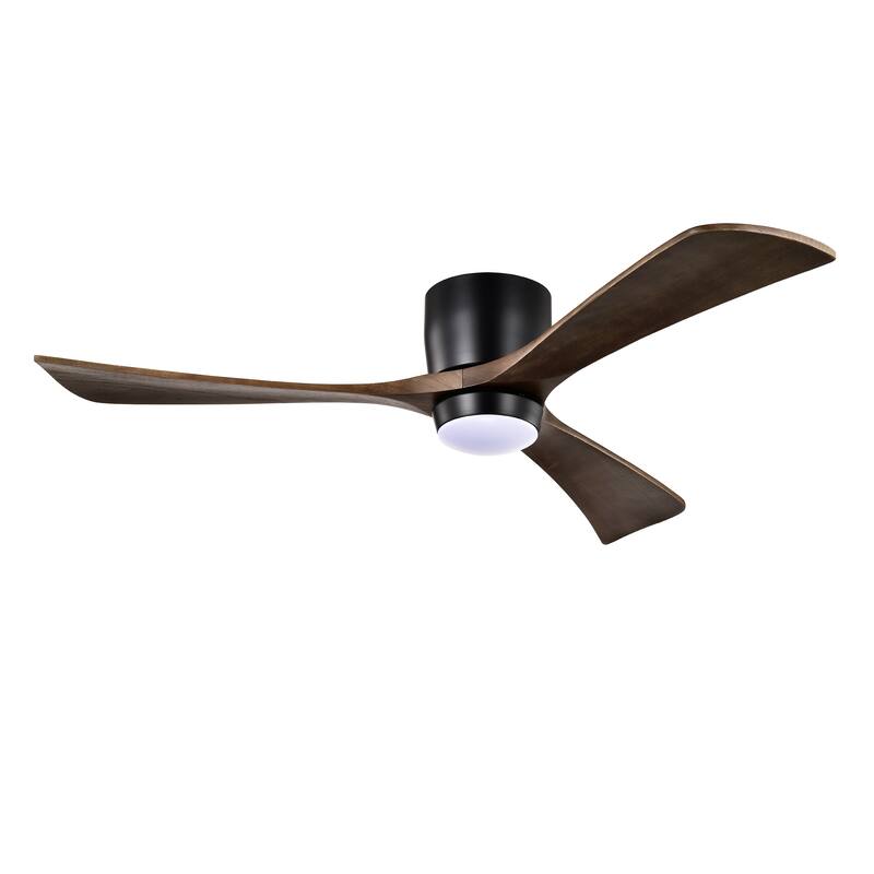 Smart Remote Control Wood Ceiling Fan Light with 6-Speed Reversible DC Motor & 3 Color Changing Light
