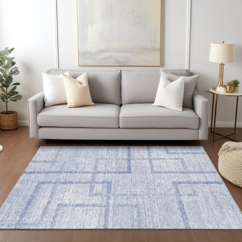 Machine Washable Indoor/ Outdoor Chantille Contemporary Geo Rug