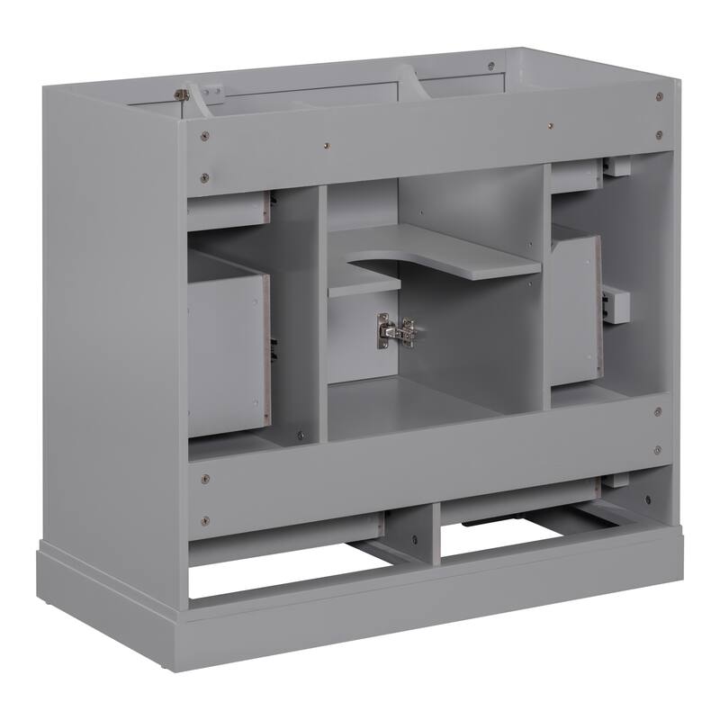 Roomfitters 36" Bathroom Vanity without Sink, Cabinet Base Only, 6 Drawers, Drawer Divider and Adjustable Shelf