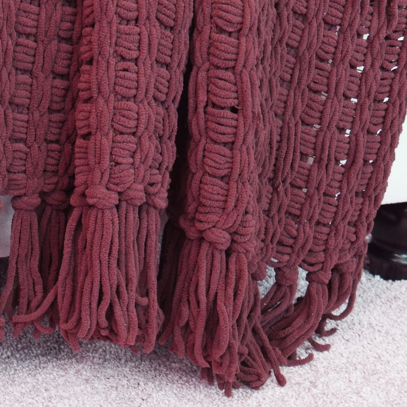 Space Yarn Solid Color Knitted Throw Blanket