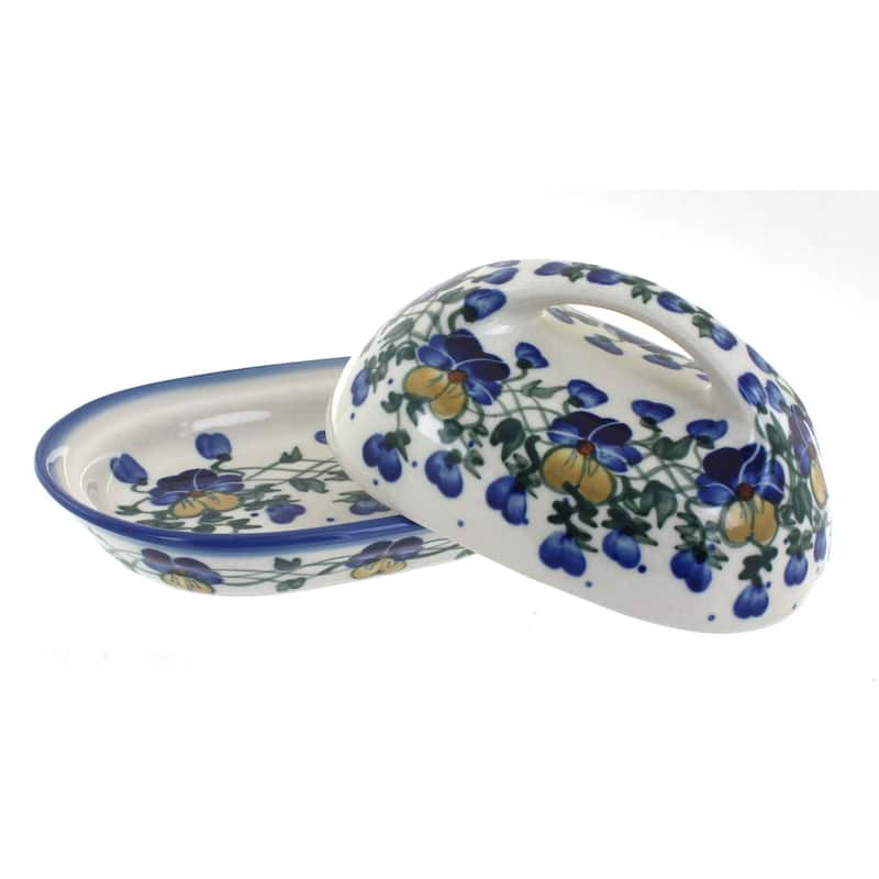 Blue Rose Polish Pottery 15A WR Unikat Butter Dish