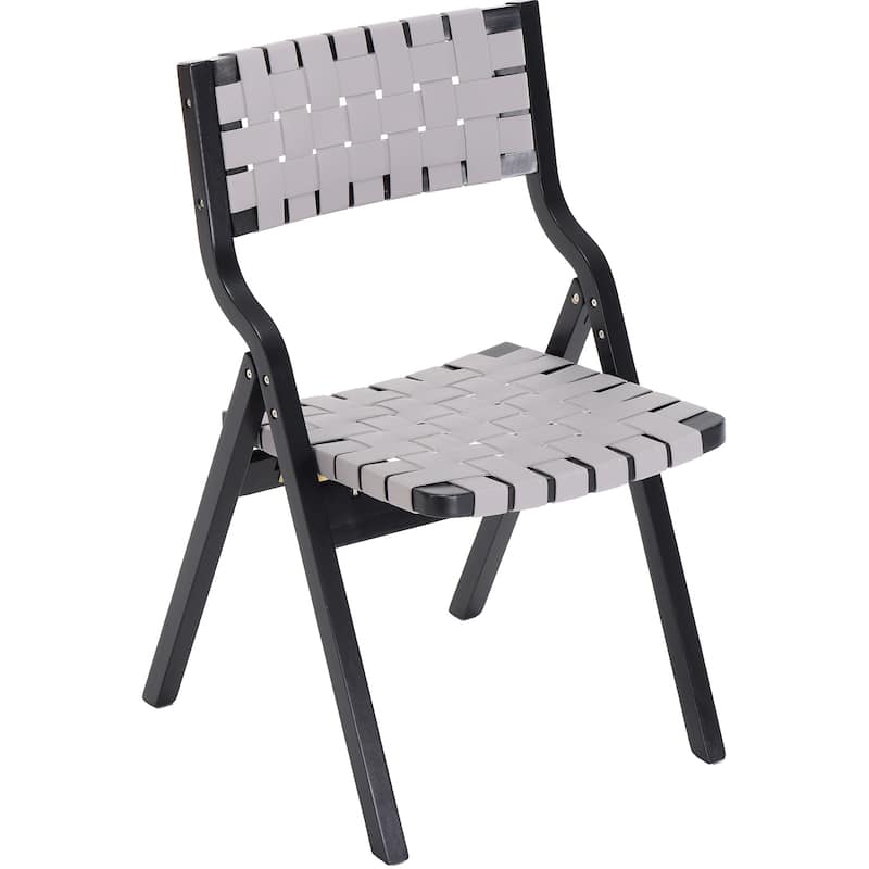 Foldable Chairs Wooden Stackable Dining Chairs for Kitchen & Dining Room Chair Woven Seat & Webbing Back, Dining Chair Set of 2