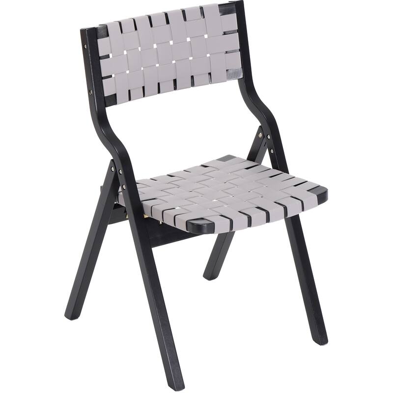 Wood Folding Chairs Set of 2, Wooden Indoor Stackable Dining Chairs for Kitchen & Dining Room Chair Woven Seat