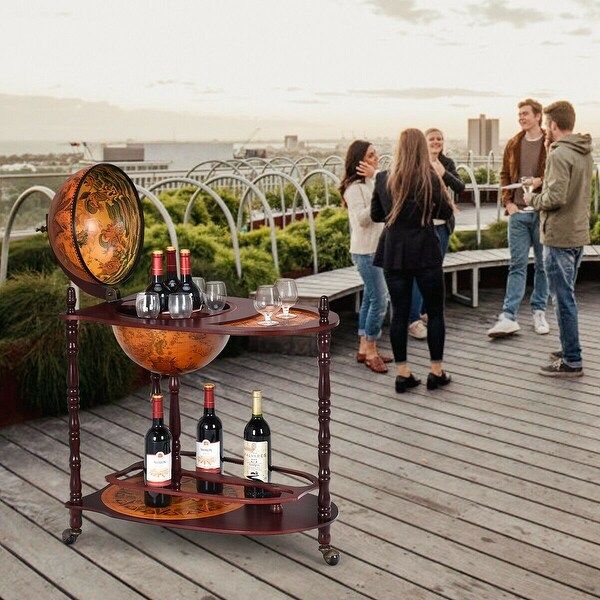 Costway Wood Globe Wine Bar Stand 34 H 16th Century Italian Rack 27.5 X18.0 X34.5 On Sale Bed Bath Beyond 16791406