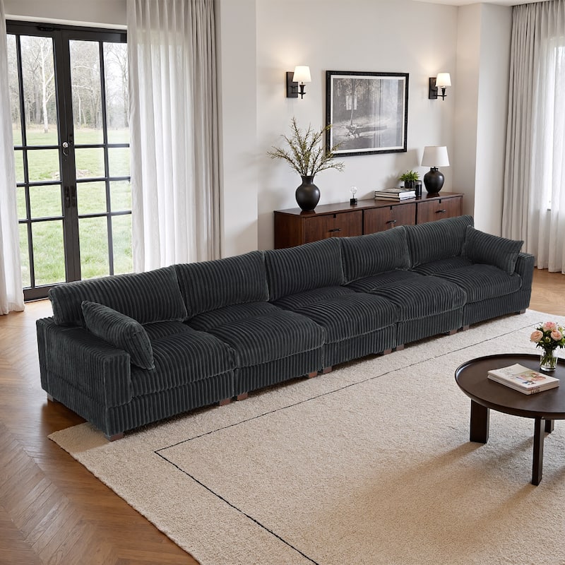 5-Piece Oversized Cotton Flannel Modular Sectional Sofa for Living Room