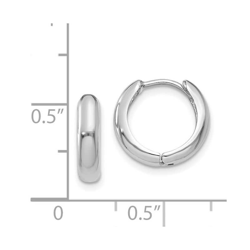 Curata 14k White Gold Polished 5x9mm Hinged Hoop Earrings