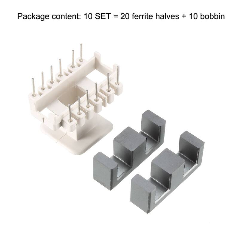 10 Sets EE35 6 with 6pin Transformer Bobbin PC40 Ferrite Core Vertical - White, Gray