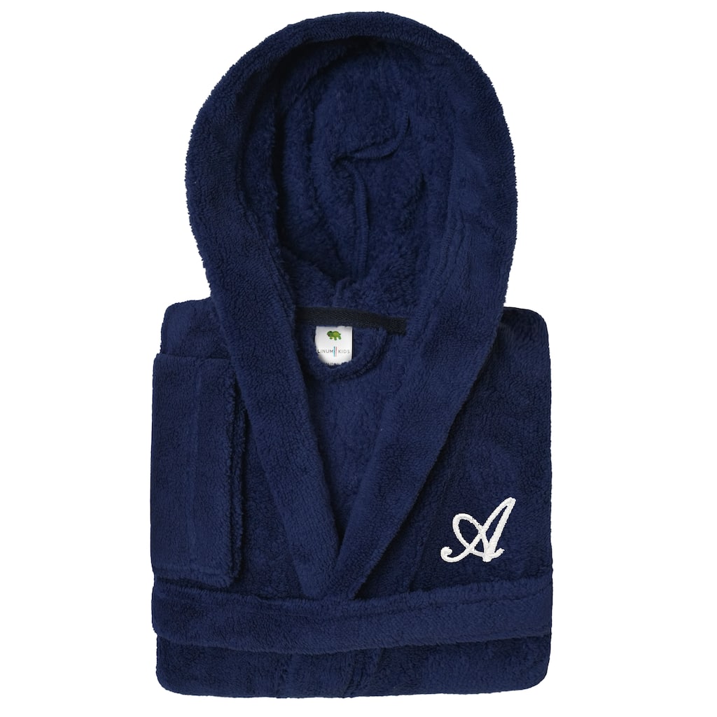 Sweet Kids 100% Polyester SUPER PLUSH Double Brushed Hooded Bathrobe with White Script Monogram