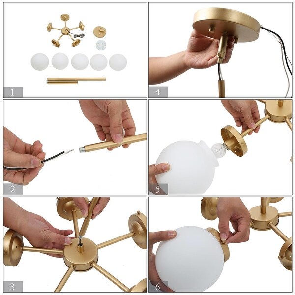 Cionar Mid-century Modern 5-Light Sputnik Dining Room Chandelier