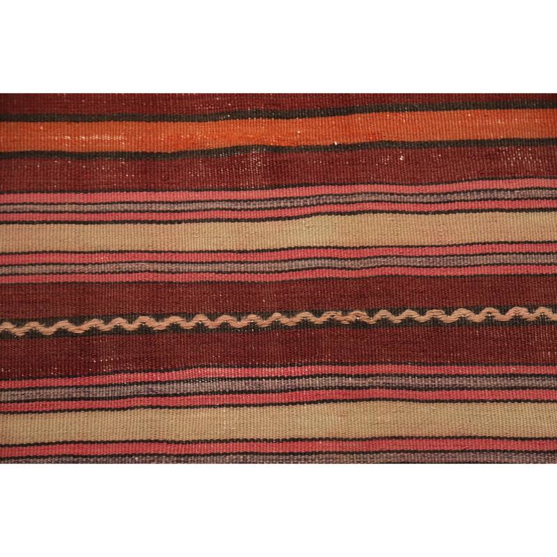 Hand Woven Oriental 100% Wool Carpet Southwestern Geometric Oranges & Rust Kilim Area Rug - 6' 8'' X 4' 9''