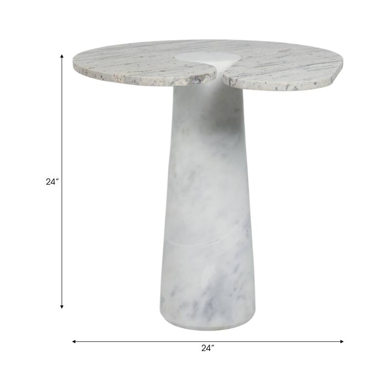 Granite And Marble Modern Round Side Table with Split-Top - 24" Ivory - 24" x 24" x 24"