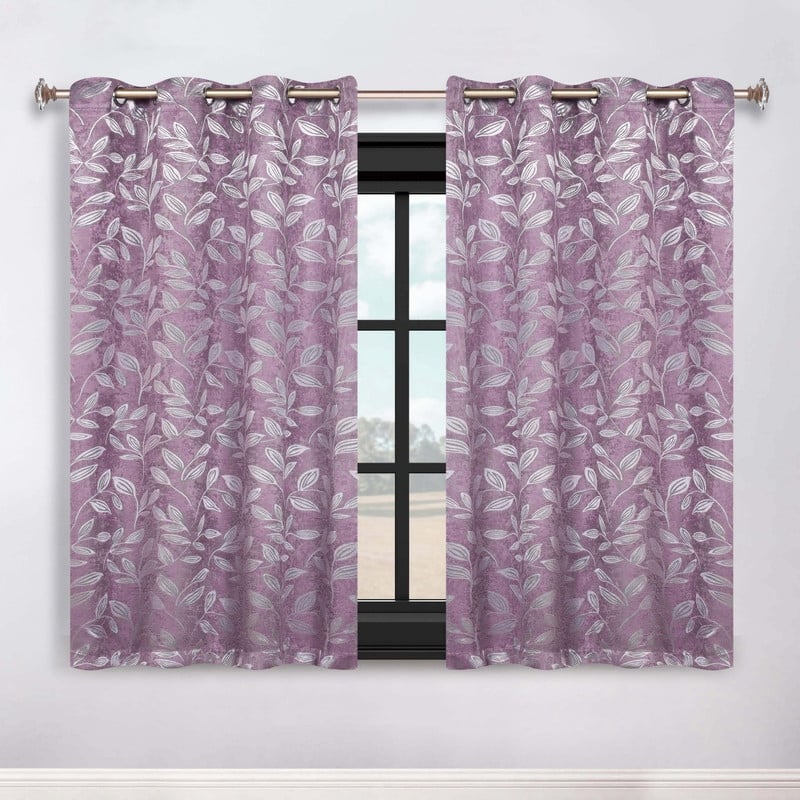 Superior Modern Bohemian Leaves Room Darkening Curtains with Grommets