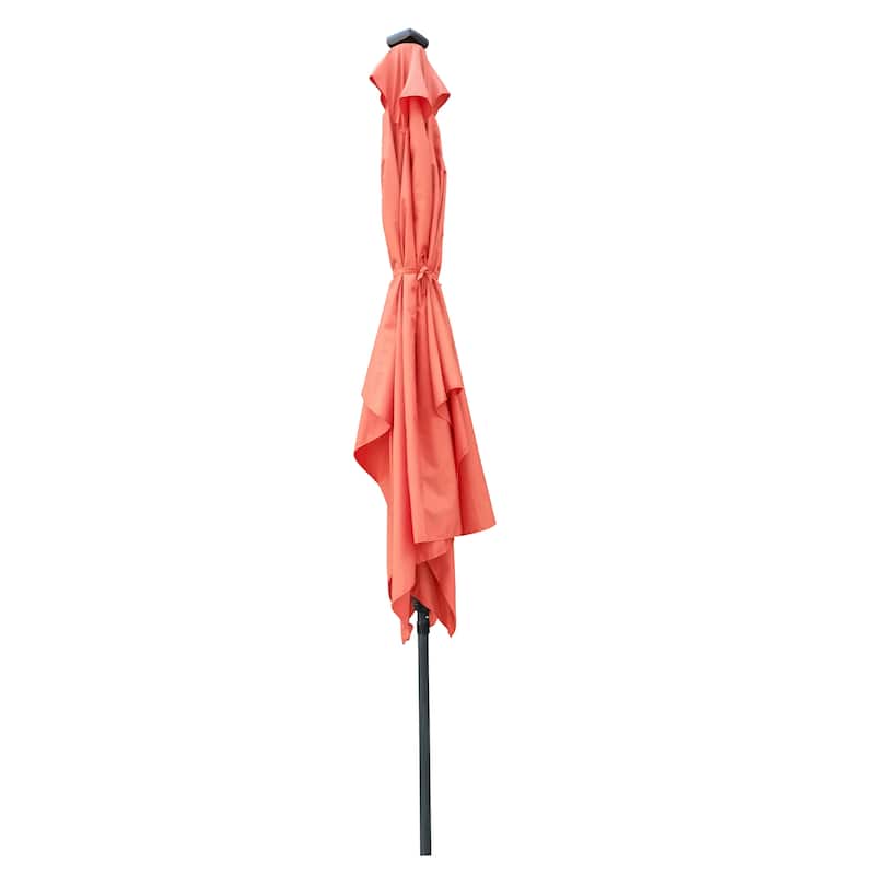 10 x 6.5t Rectangular Patio Solar LED Lighted Outdoor Market Umbrellas with Crank and Push Button Tilt for Garden Shade