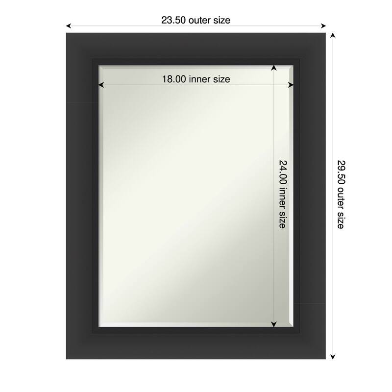 Sloped Half-Inch-Bevel Framed Bathroom Vanity Wall Mirror - 24 x 30 in - Sloped Black