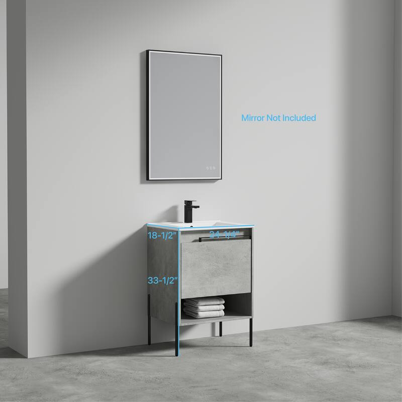 Blossom Turin 24 Inch Freestanding Bathroom Vanity with Ceramic Sink
