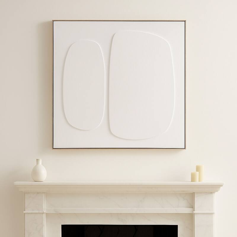Modern 3-Dimensional Wall Framed Art - 40", White - Wood - White - 40.0"