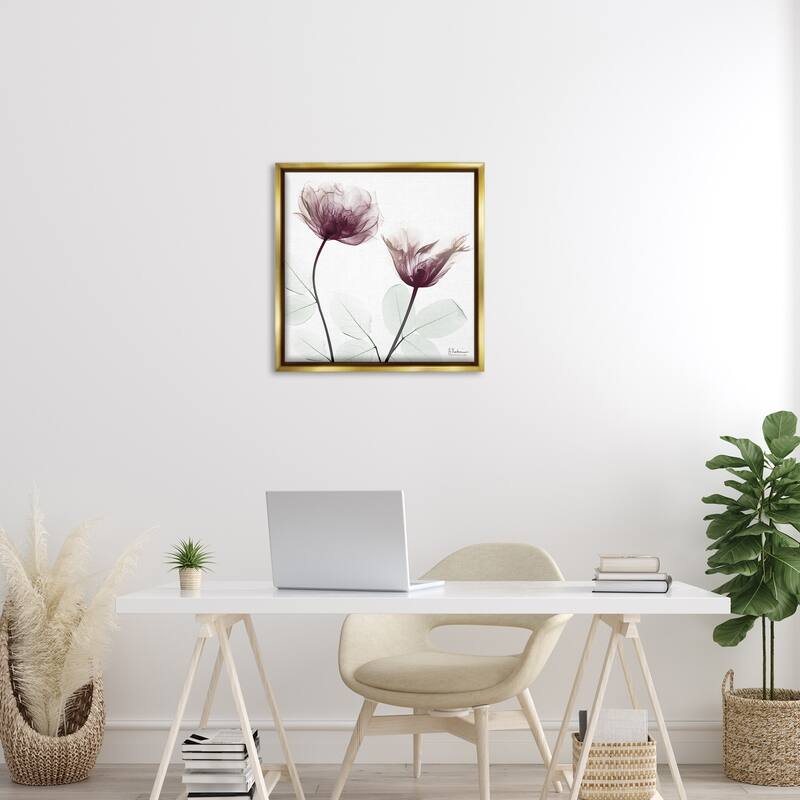 Stupell Minimalist Translucent Flowers Framed Floater Canvas Wall Art Design By Albert Koetsier