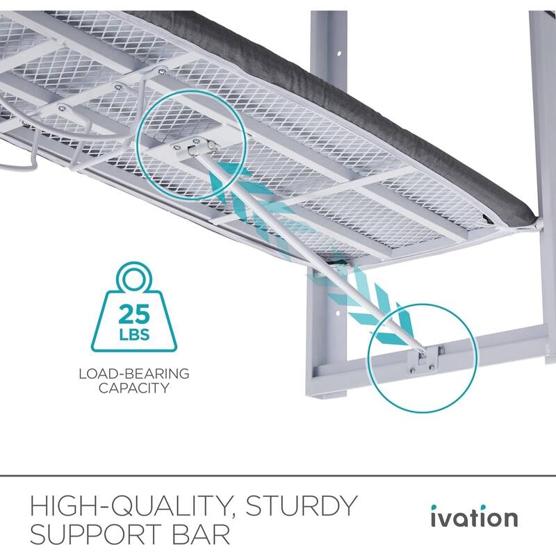 Ivation Wall-Mounted Ironing Board, Foldable Iron Board with Iron Holder, Space Saving Design
