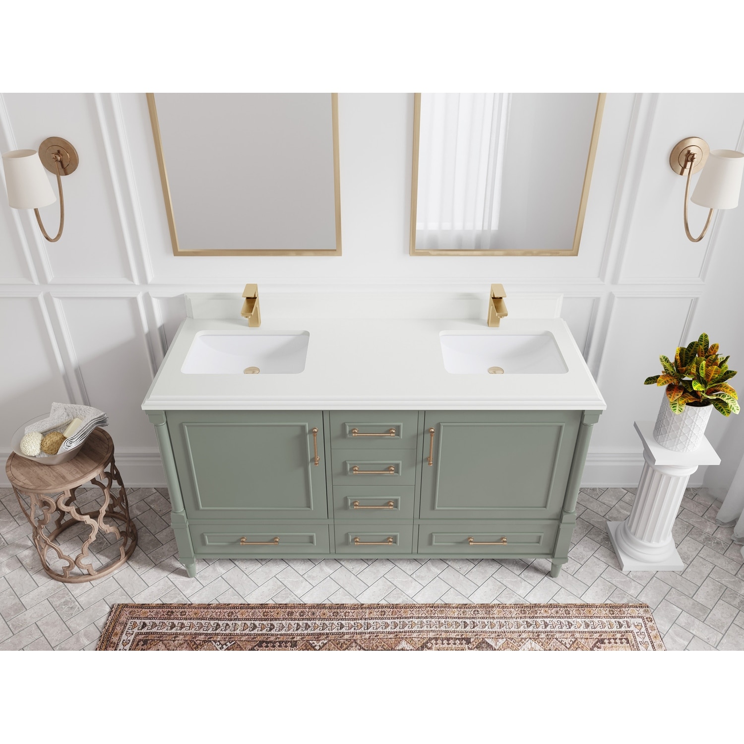 Willow Collections 60 in. W x 22 in. D Aberdeen Double Sink Bathroom Vanity with Countertop