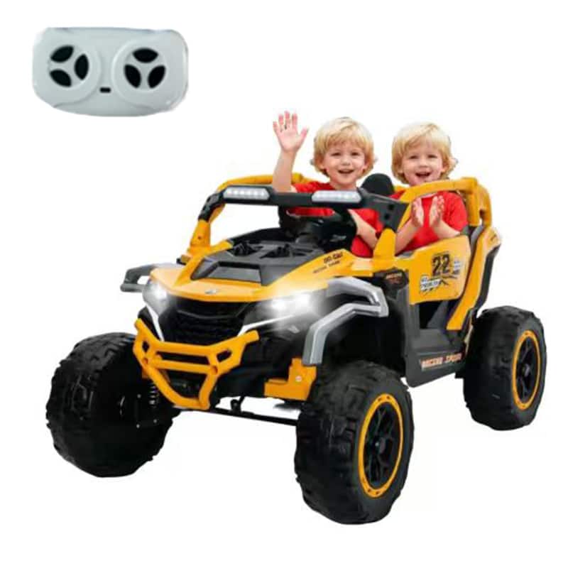 12V 2-Seater Kids Electric UTV Ride-On for Ages 3-6, Yellow with Remote Control & Music
