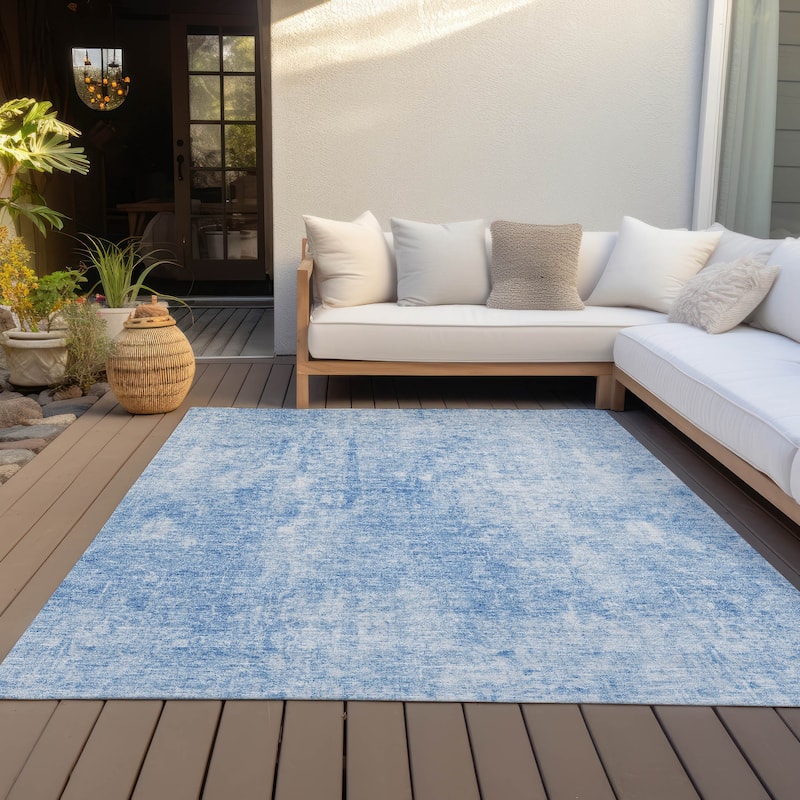 Machine Washable Indoor/ Outdoor Chantille Abstract Solid Rug