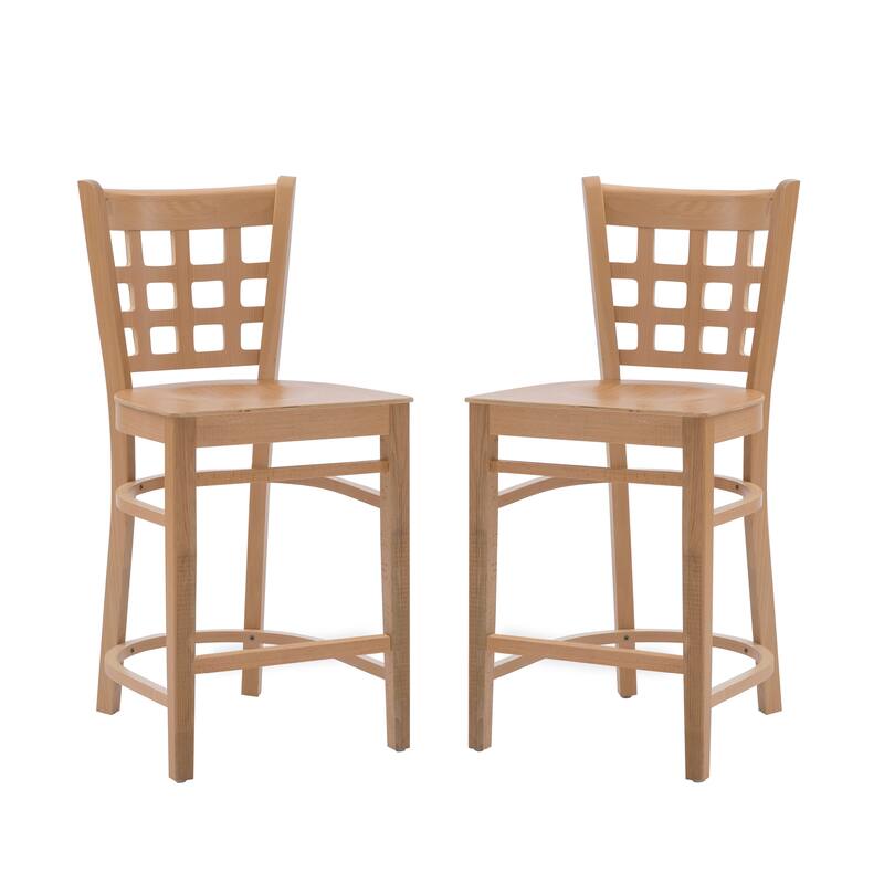 Linon Levan Counter Stool Black Wood Seat Set Of 2 - Natural