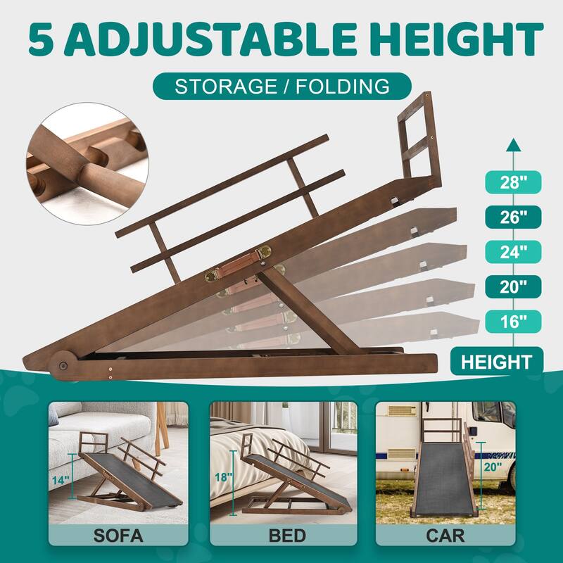 DoCred Pet Ramp, Portable Adjustable Height Folding Dog Ramp