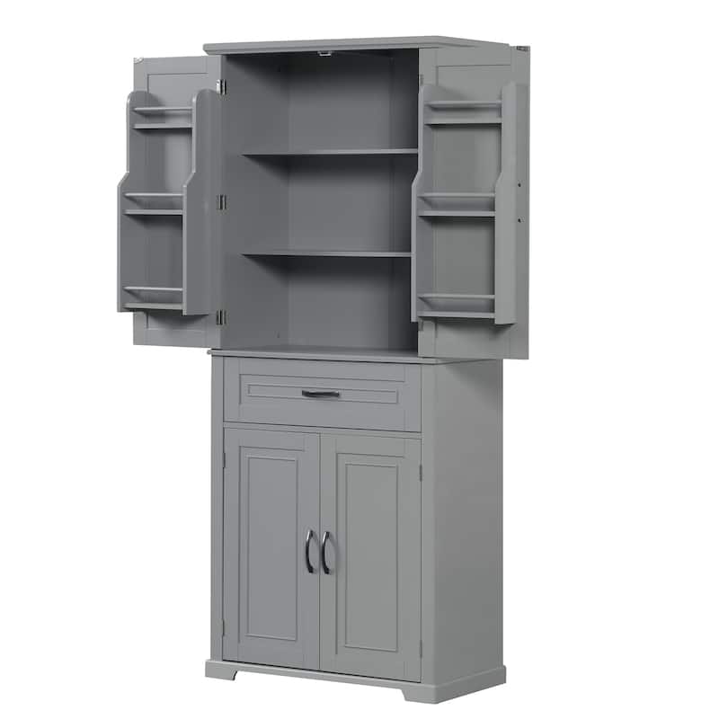 GDFStudio - Marcus Tall Freestanding Bathroom Cabinet with Ample Shelving and Adjustable Storage