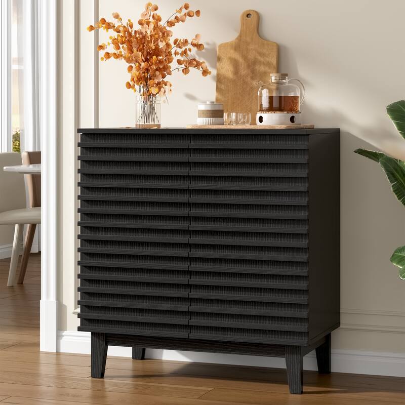 Fluted Sideboard Buffet Cabinet with Adjustable Shelves