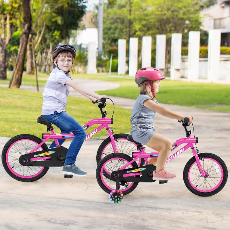 16"/18" LED Lighted Kids Bike Children Bicycle w/ Adjustable Seat