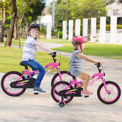 16"/18" LED Lighted Kids Bike Children Bicycle w/ Adjustable Seat