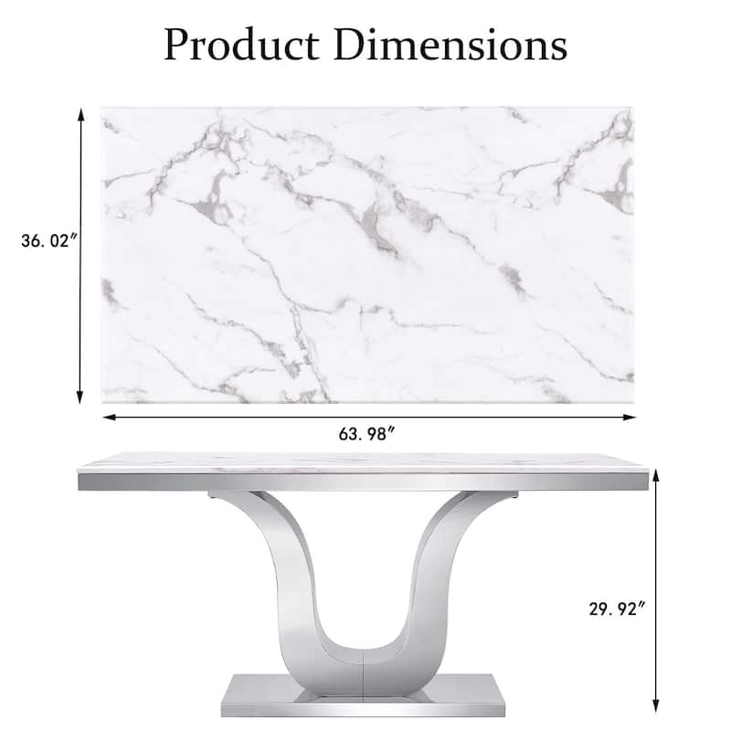 Luxury dining table with Polish Stainless Steel Metal U-Base