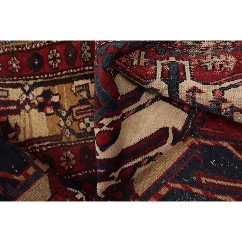 Hand Knotted Oriental 100% Wool Carpet Traditional Tribal Red Gharajeh Area Rug - 13' 8'' X 5' 1''