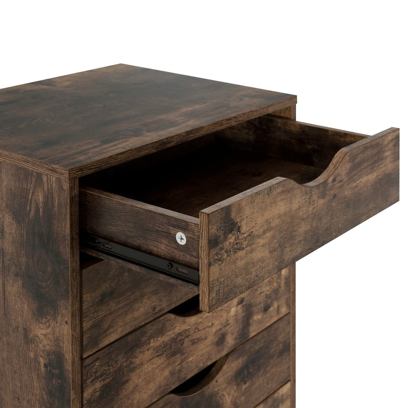 Narrow Wooden 9-Drawer Cabinet with Smooth-Glide Drawers and Top Storage Shelf