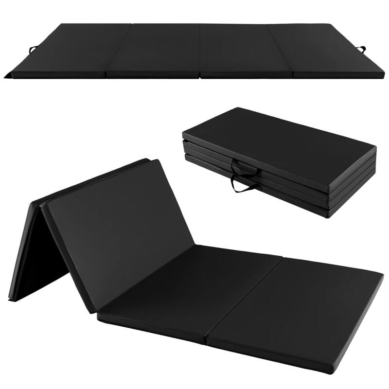 Gymax 8' x 4' x 2'' Folding Gymnastics Mat Tumbling Exercise PU - Black