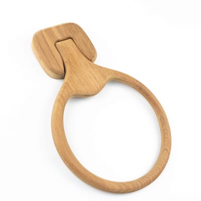 Traditional Solid Teak Wall Mount Towel Ring - 10" X 6.75" X 1.25"