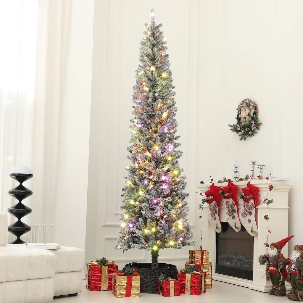 Green Plastic Steel Pencil Christmas Tree with LED Lights and Remote