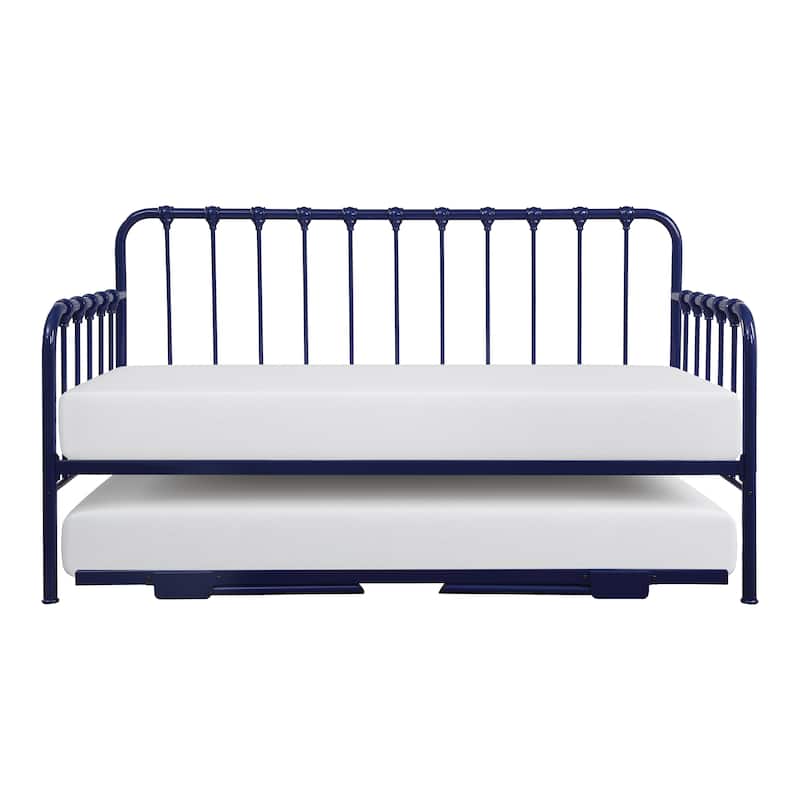 Eury Open Frame Metal Daybed with Lift-Up Trundle - Navy Blue