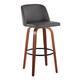 Option Grey Faux Leather/Round Black Footrest