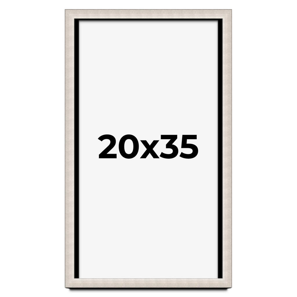 20x35 Shadow Box Frame Silver Real Wood Contemporary Shadowbox Display Frame UV Acrylic Front Acid Free Backing and Hardware