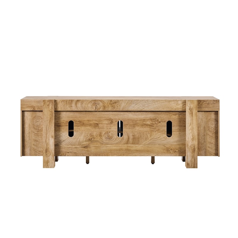 Modern Farmhouse TV Stand, Wood Entertainment Center for Living Room